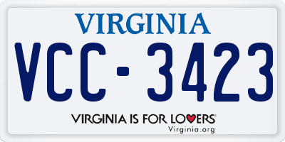 VA license plate VCC3423