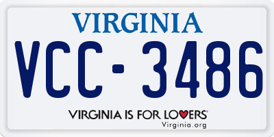 VA license plate VCC3486
