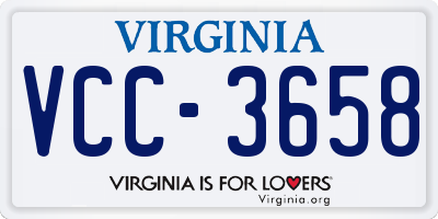 VA license plate VCC3658