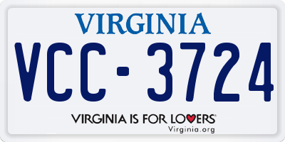 VA license plate VCC3724
