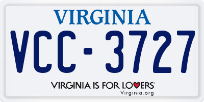 VA license plate VCC3727