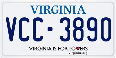 VA license plate VCC3890