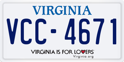 VA license plate VCC4671
