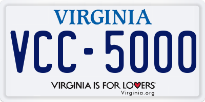 VA license plate VCC5000