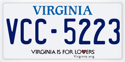 VA license plate VCC5223