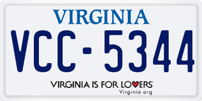 VA license plate VCC5344