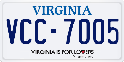 VA license plate VCC7005