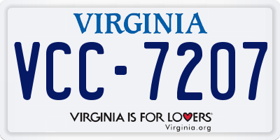 VA license plate VCC7207