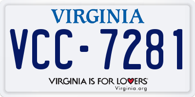 VA license plate VCC7281