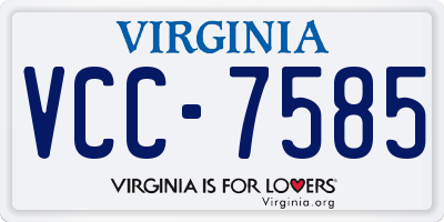 VA license plate VCC7585