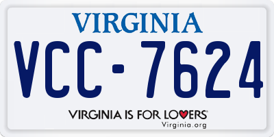 VA license plate VCC7624