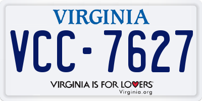 VA license plate VCC7627
