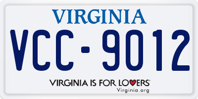 VA license plate VCC9012