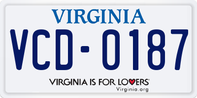 VA license plate VCD0187