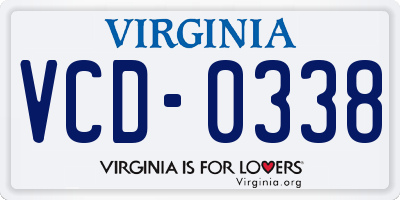 VA license plate VCD0338
