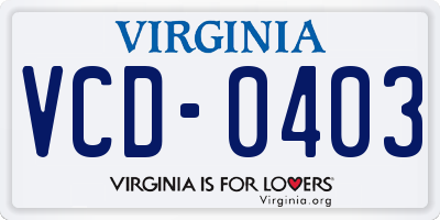 VA license plate VCD0403
