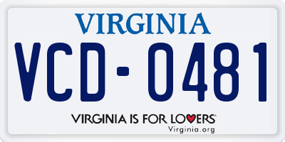 VA license plate VCD0481