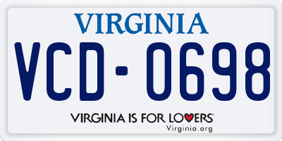 VA license plate VCD0698