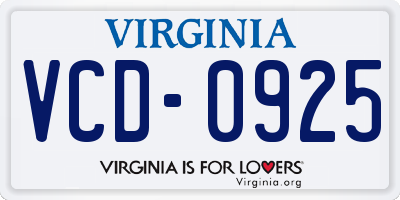 VA license plate VCD0925