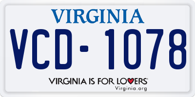 VA license plate VCD1078