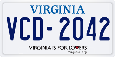 VA license plate VCD2042