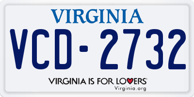 VA license plate VCD2732