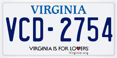 VA license plate VCD2754