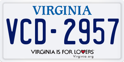 VA license plate VCD2957