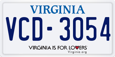 VA license plate VCD3054