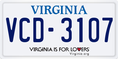 VA license plate VCD3107