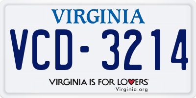 VA license plate VCD3214