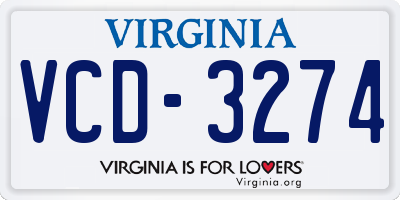 VA license plate VCD3274
