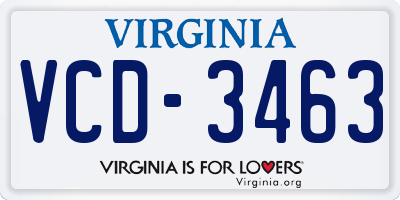 VA license plate VCD3463