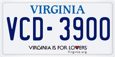 VA license plate VCD3900