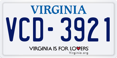 VA license plate VCD3921