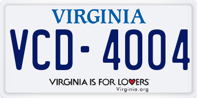 VA license plate VCD4004