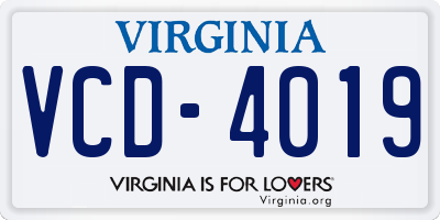 VA license plate VCD4019