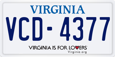 VA license plate VCD4377