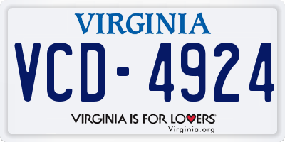 VA license plate VCD4924