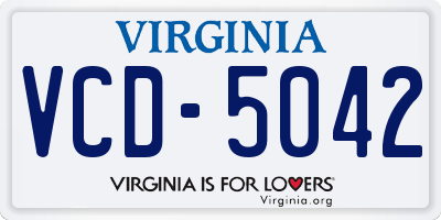 VA license plate VCD5042