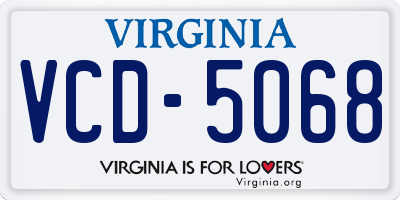 VA license plate VCD5068