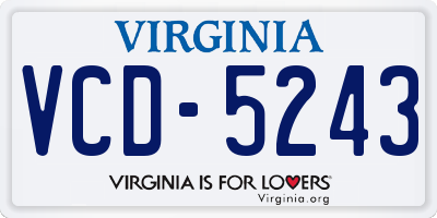 VA license plate VCD5243