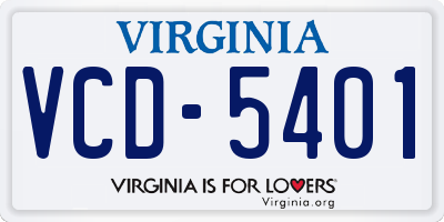 VA license plate VCD5401
