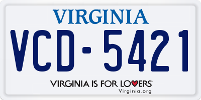 VA license plate VCD5421