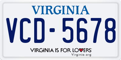 VA license plate VCD5678