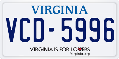 VA license plate VCD5996
