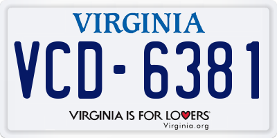 VA license plate VCD6381