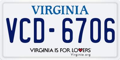 VA license plate VCD6706