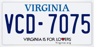 VA license plate VCD7075