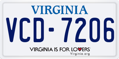 VA license plate VCD7206